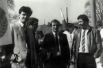 Przed pochodem 1 Majowym '86-Z.Kwiatkowski,A.Janiak,J.Weland,K.Fursewicz